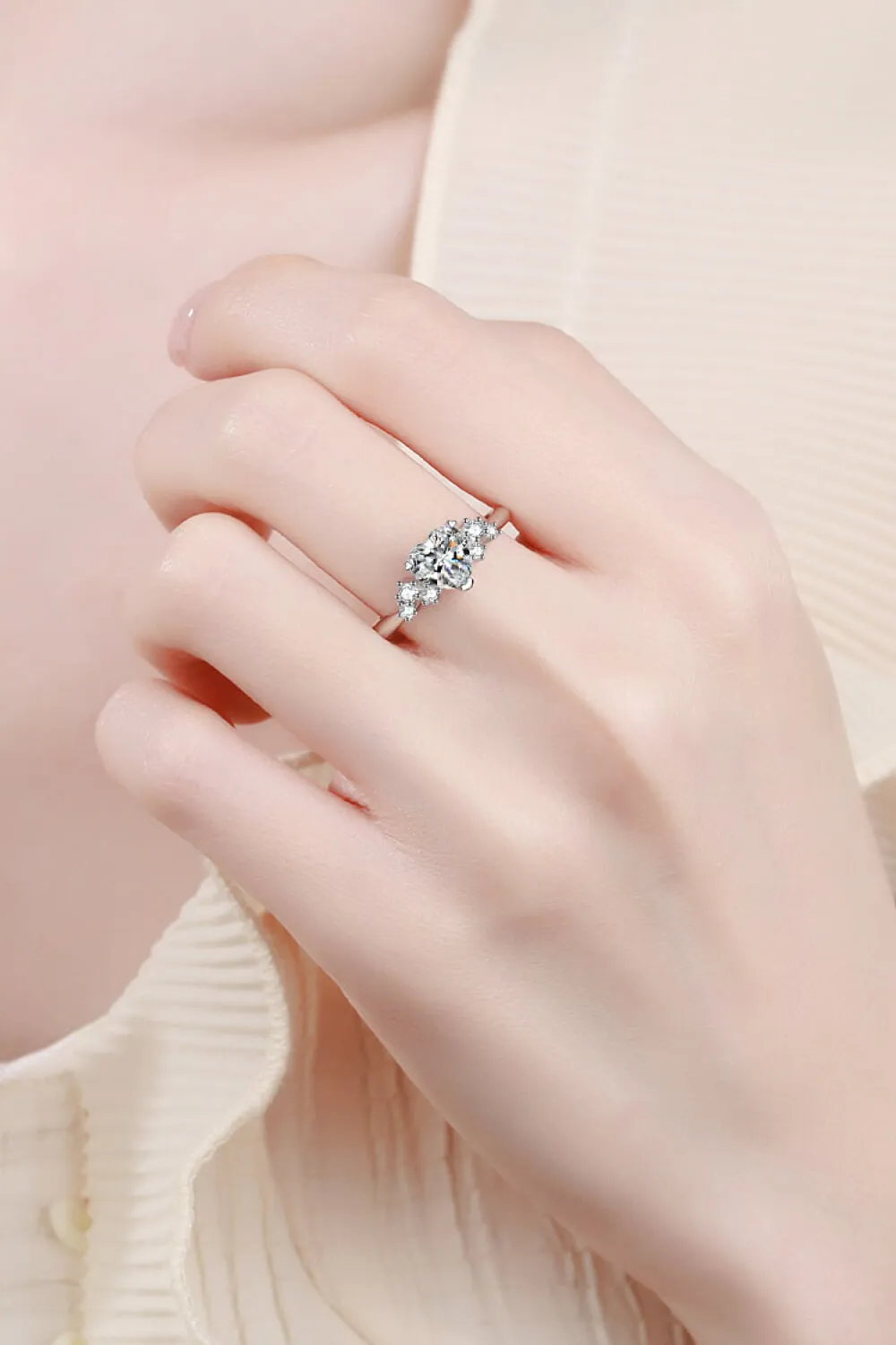 1 Carat Moissanite Heart Ring