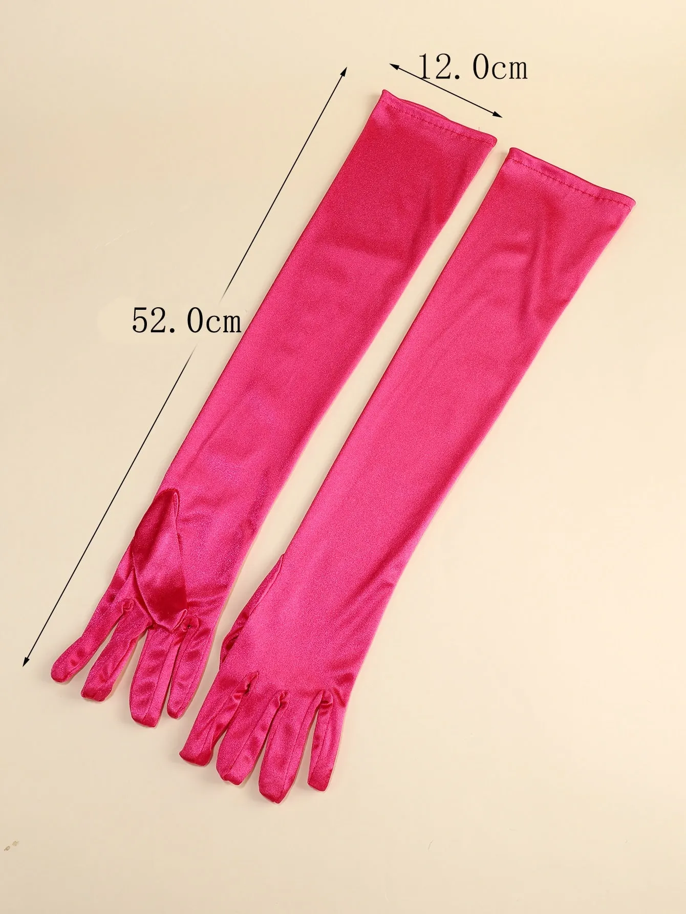 1 par de guantes largos de saten fucsia para mujer, elegantes y sencillos, adecuados para fiestas de baile diarias y representaciones teatrales