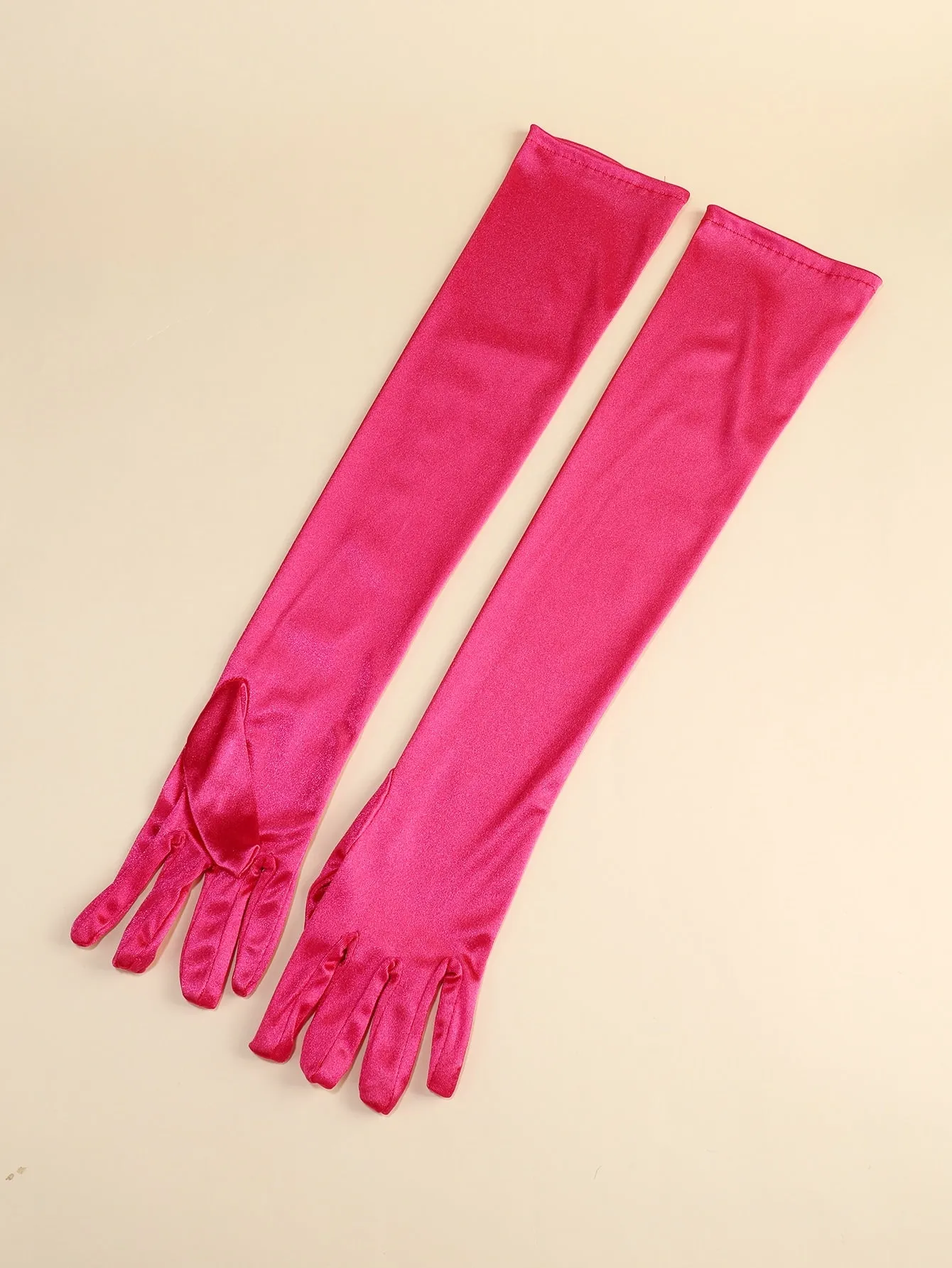 1 par de guantes largos de saten fucsia para mujer, elegantes y sencillos, adecuados para fiestas de baile diarias y representaciones teatrales