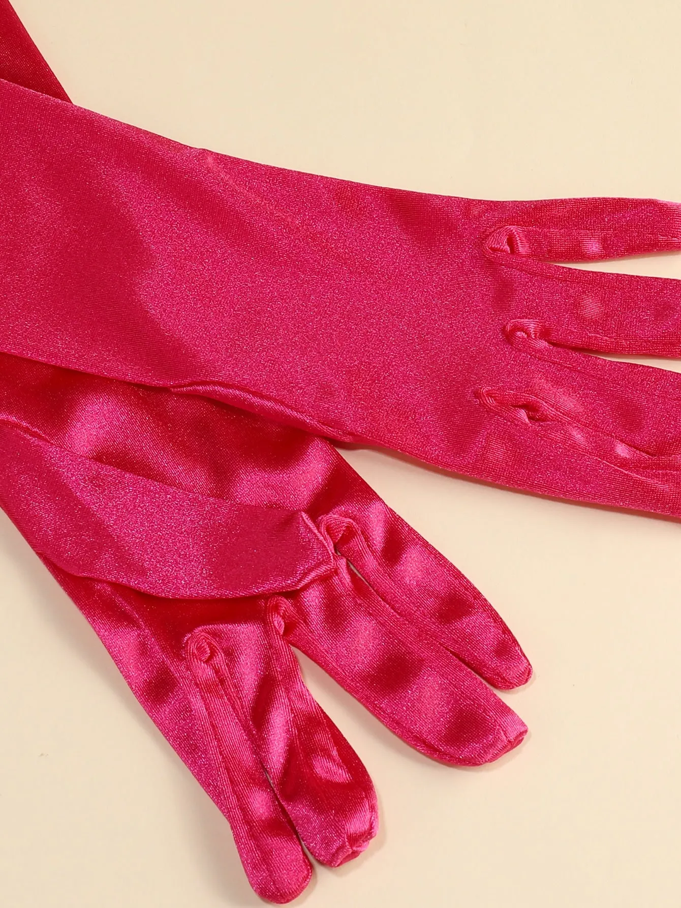 1 par de guantes largos de saten fucsia para mujer, elegantes y sencillos, adecuados para fiestas de baile diarias y representaciones teatrales