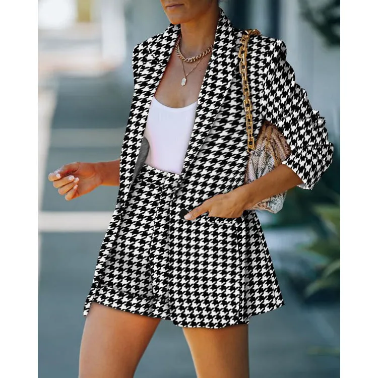 2-Piece: Women's Basic Shirt Collar Blazer