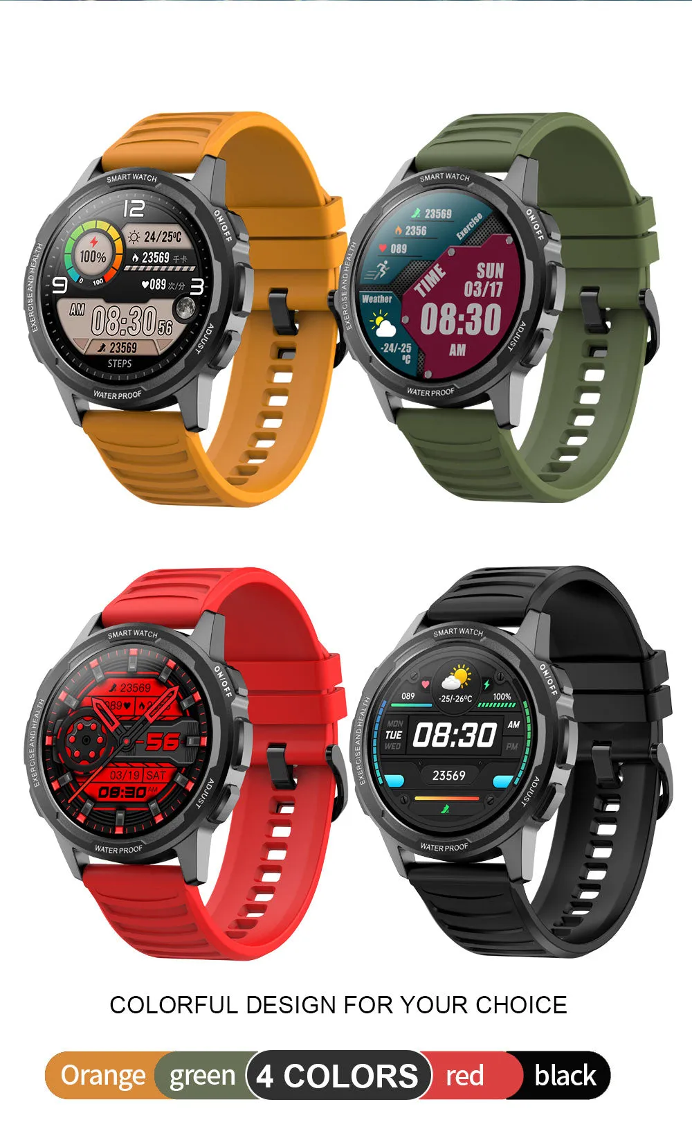 360*360 HD Sports Fitness Tracker Smart Watch with IP68 Waterproof