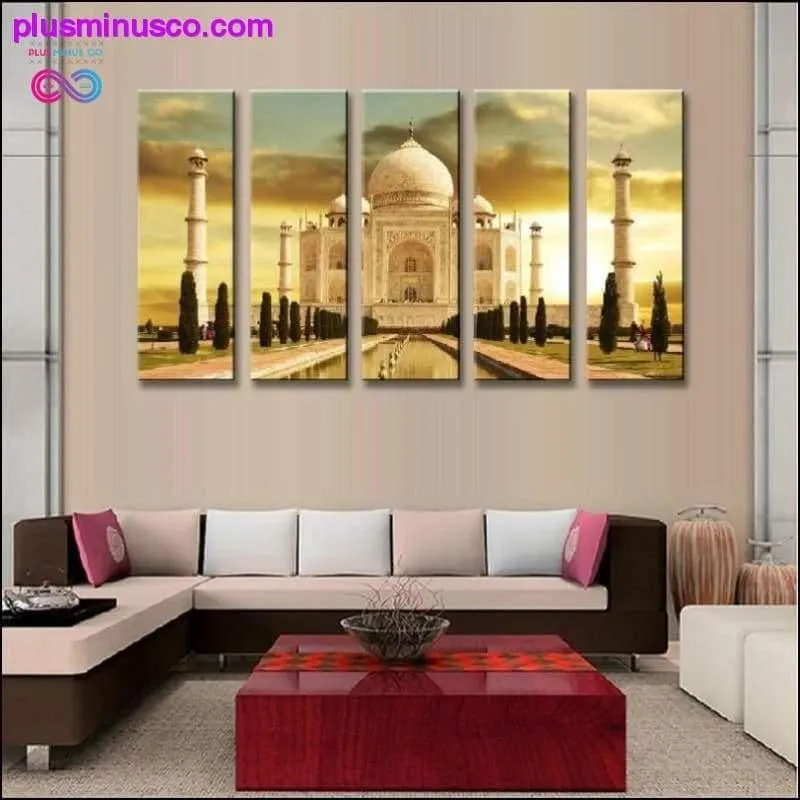 5 Piece Canvas Art Modern India Famous Taj Mahal Canvas