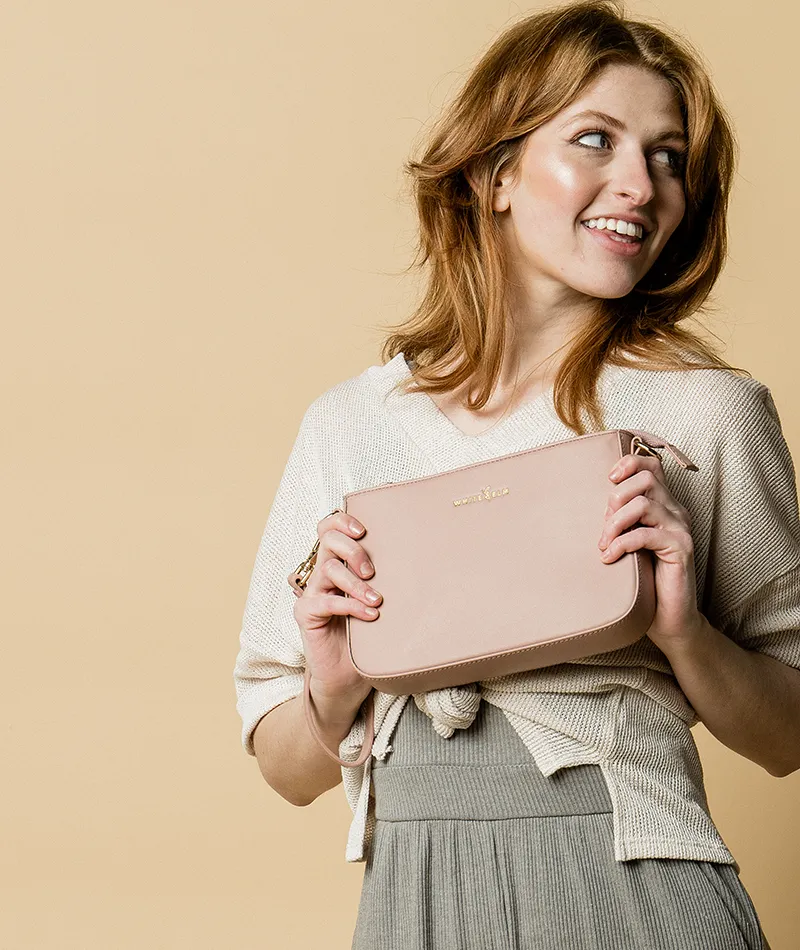 Ara Convertible Crossbody Clutch - Dusty Rose