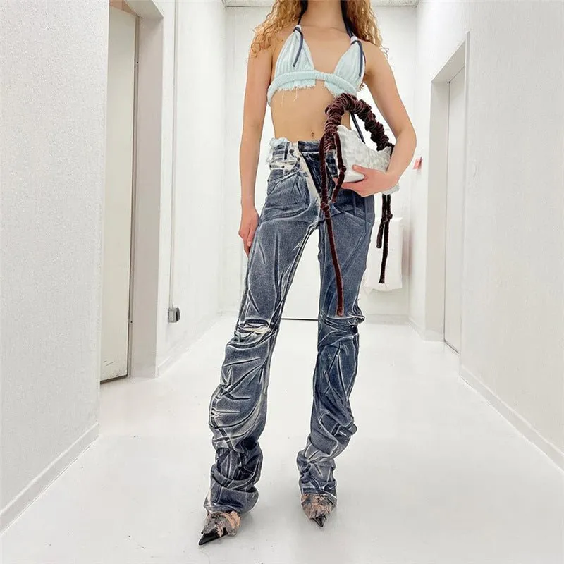 Autumn Women's New High Waist Fashion Print Street Photography Slim Slim Slim Casual Pants