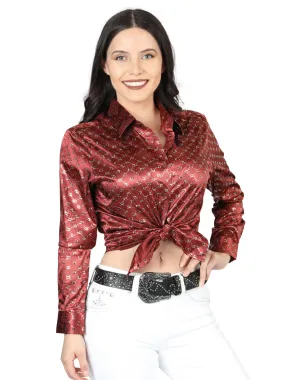 Blusa Casual Manga Larga Estampada Burgandy para Mujer 'El Señor de los Cielos' - ID: 44555