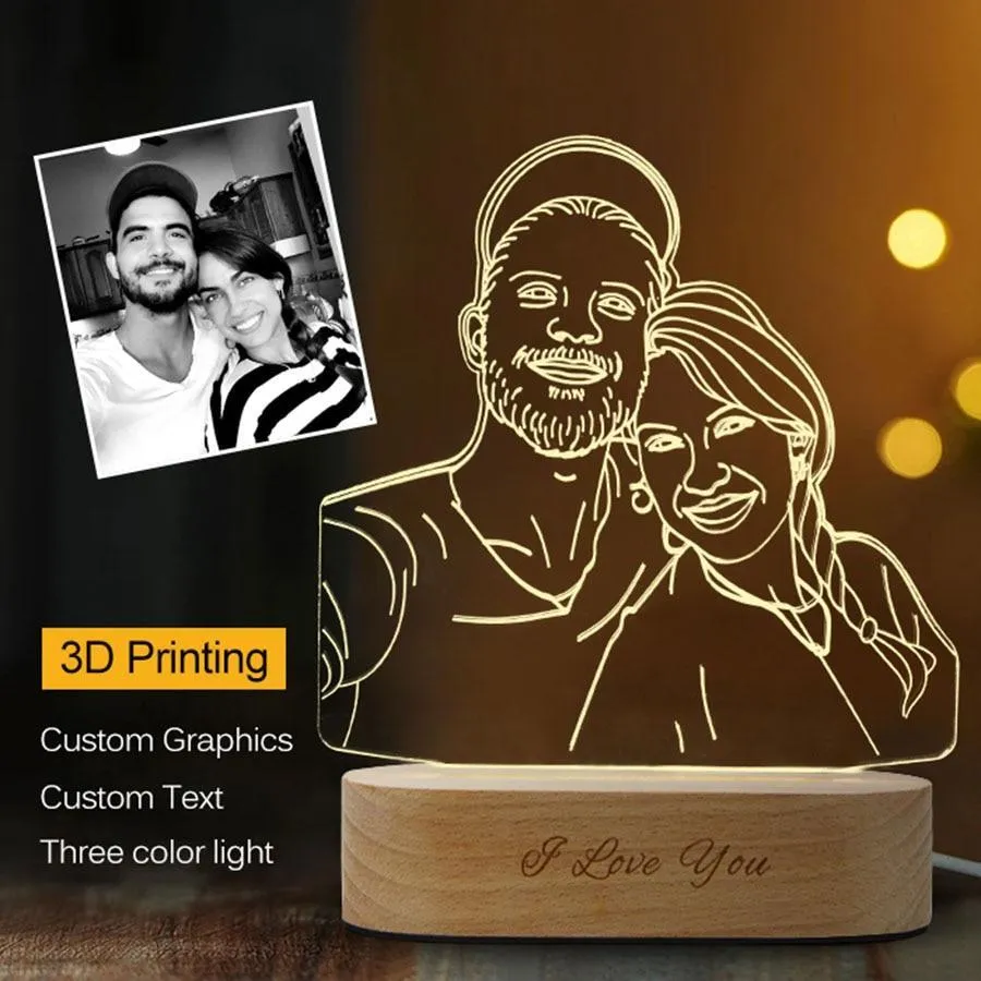 Custom 3d Night Light- Custom Photo Crystal Lamp