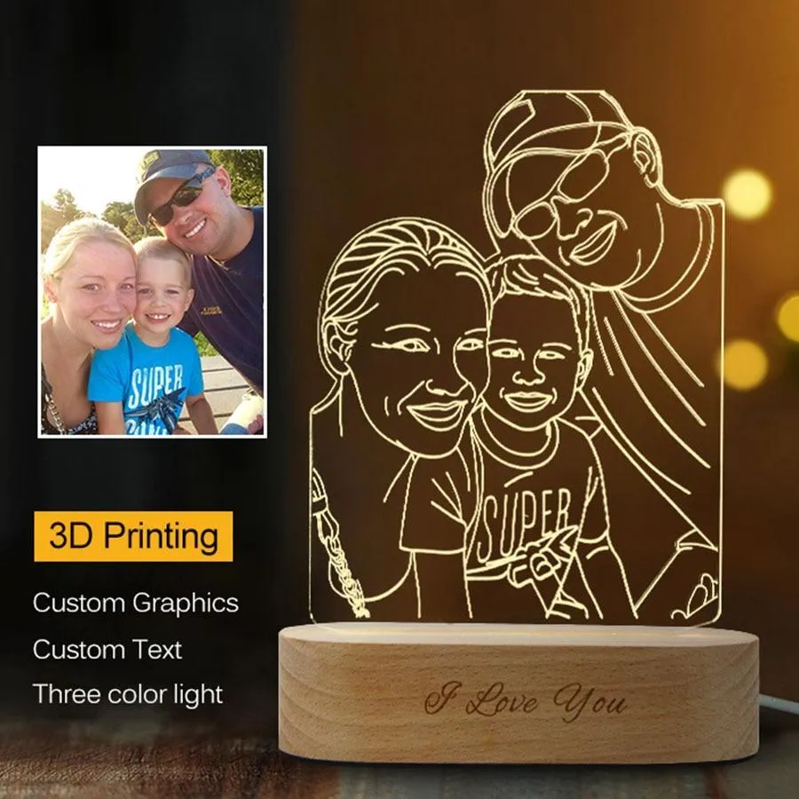 Custom 3d Night Light- Custom Photo Crystal Lamp