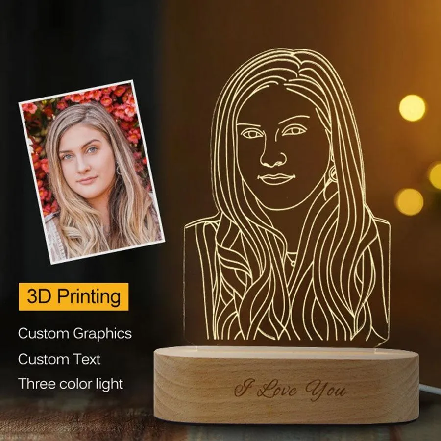 Custom 3d Night Light- Custom Photo Crystal Lamp