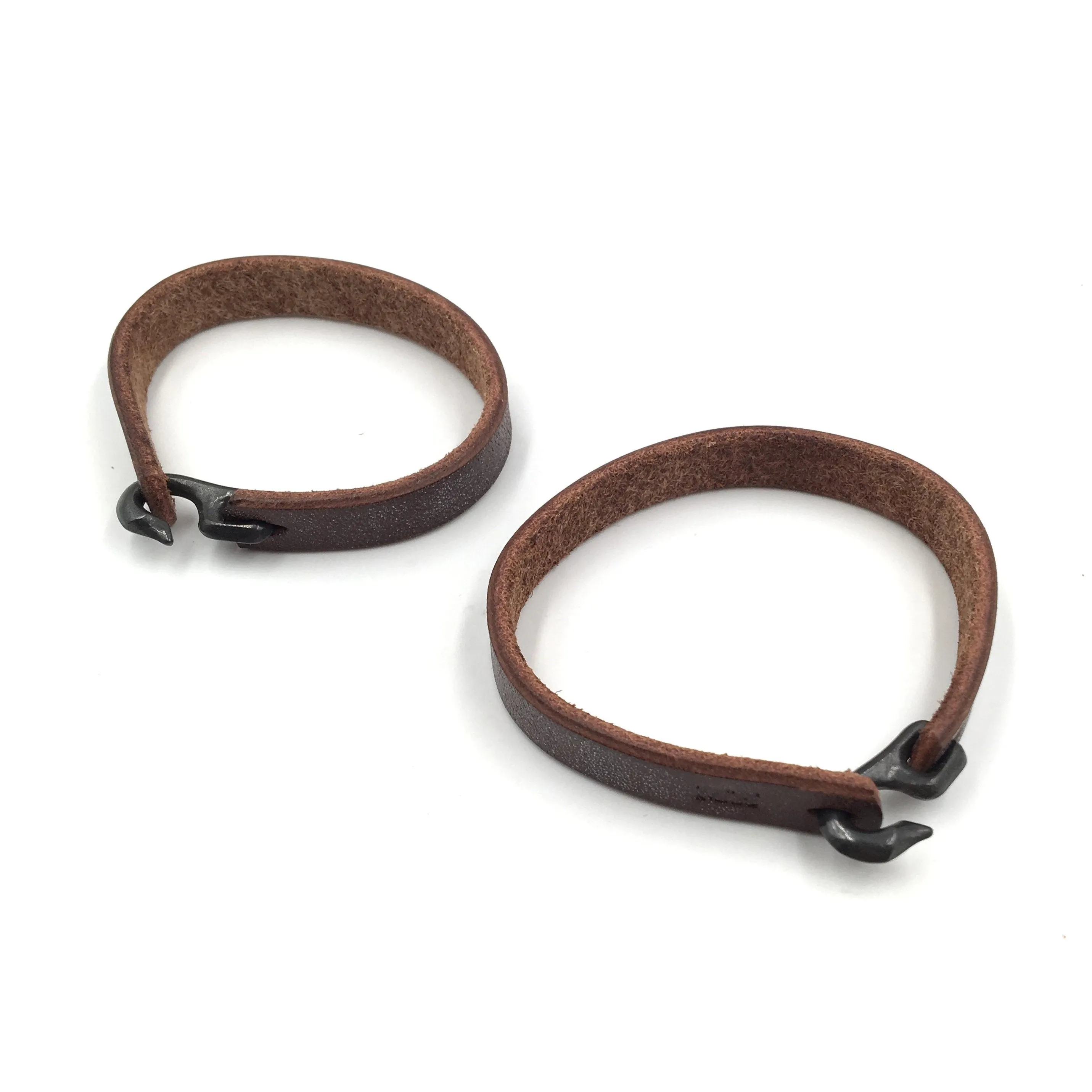 Cygnet Hook Bracelet, Shibuichi & Brown Leather