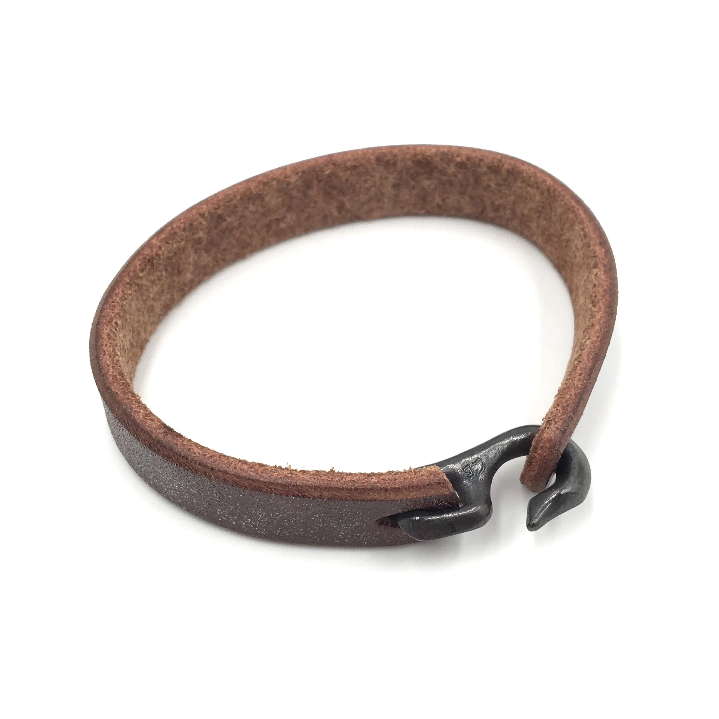 Cygnet Hook Bracelet, Shibuichi & Brown Leather