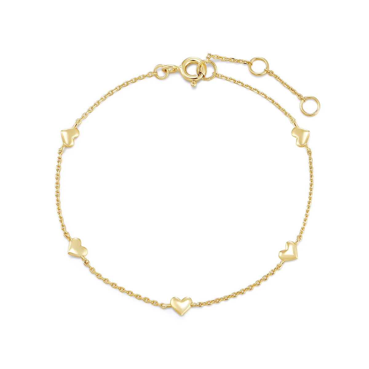 Gold Plated Multi Micro Heart Bracelet