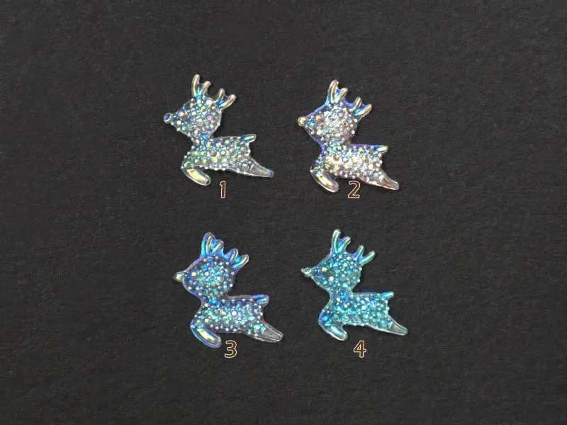 Iridescent Reindeer Glow in the Dark Nail Art Cabochons - 5 pcs