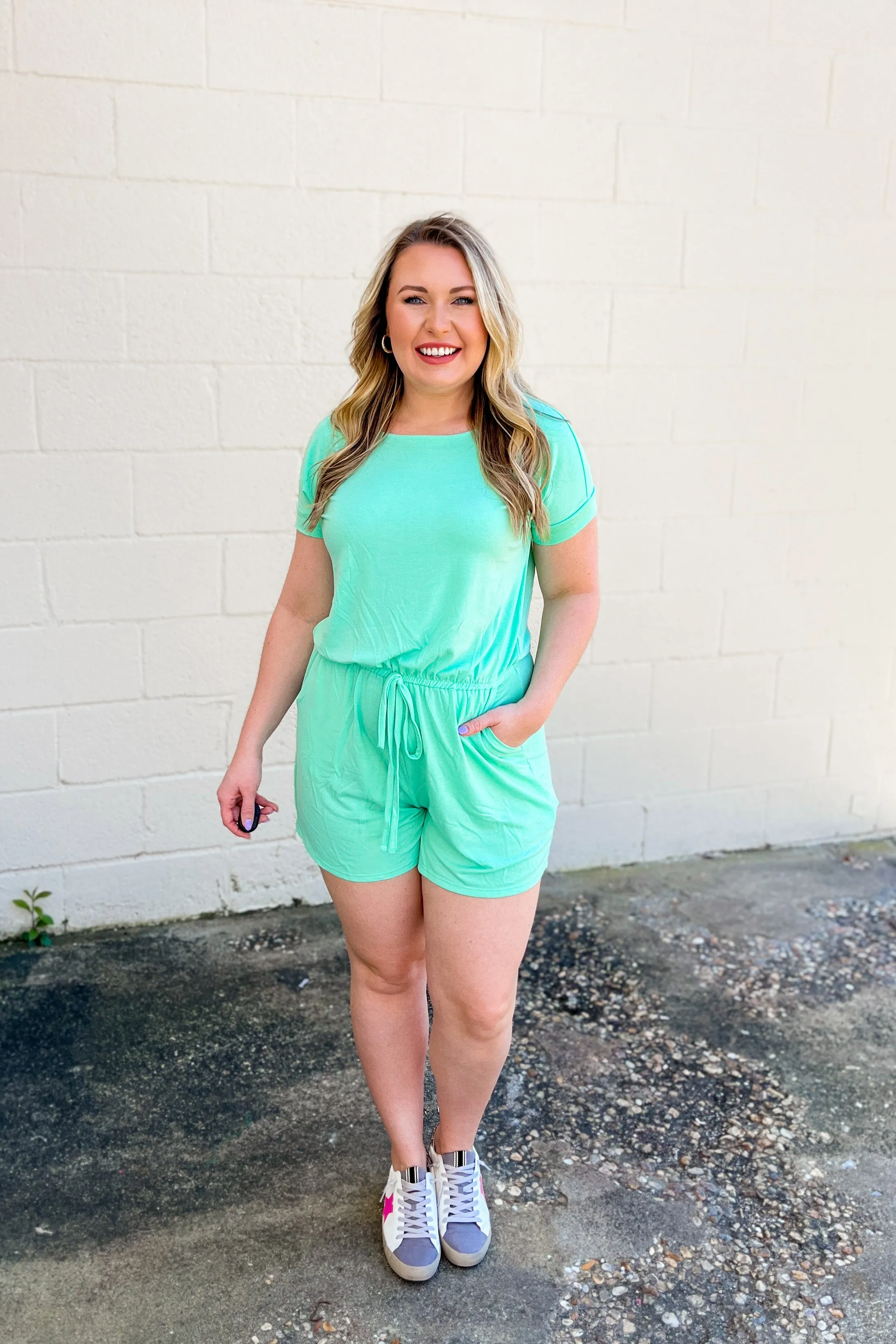 Karter Comfy Romper, Green Mint