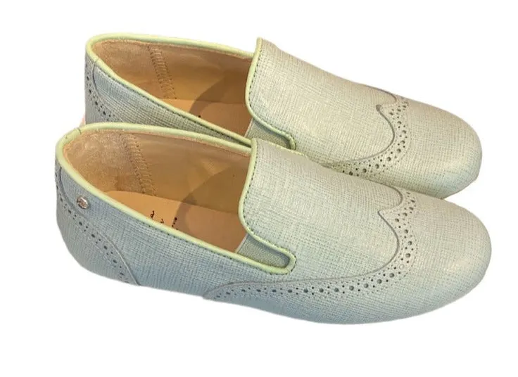 Manuela De Juan David Aqua Light Teal Loafer Smoking Shoe