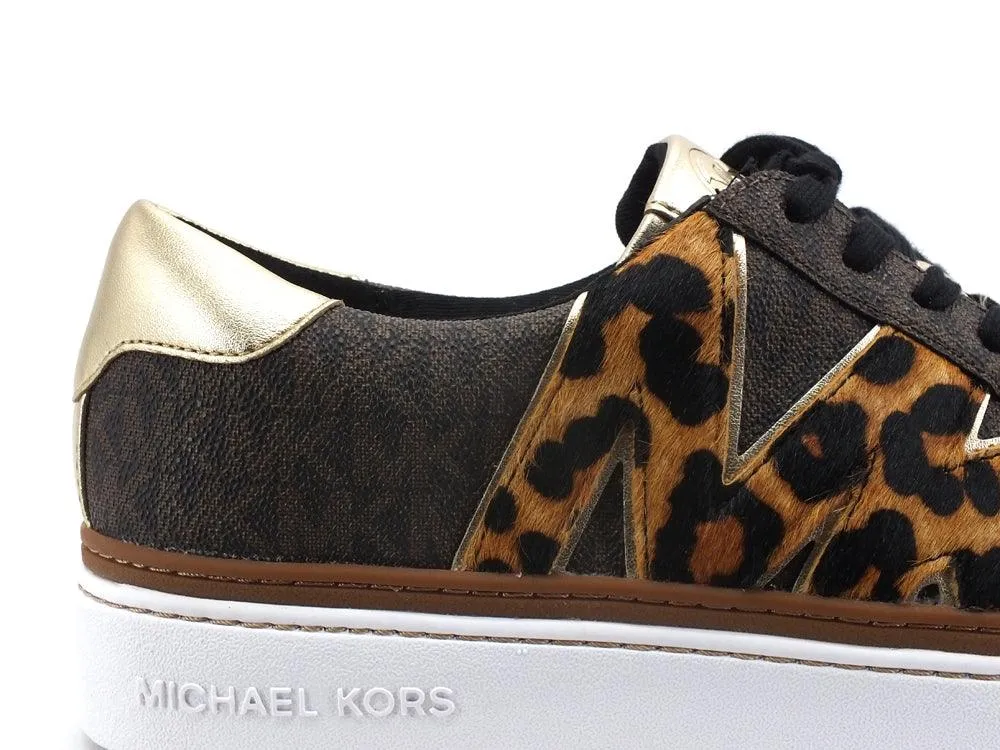 MICHAEL KORS Chapman Lace Up Sneaker Logo Brown 43F1CHFS1B