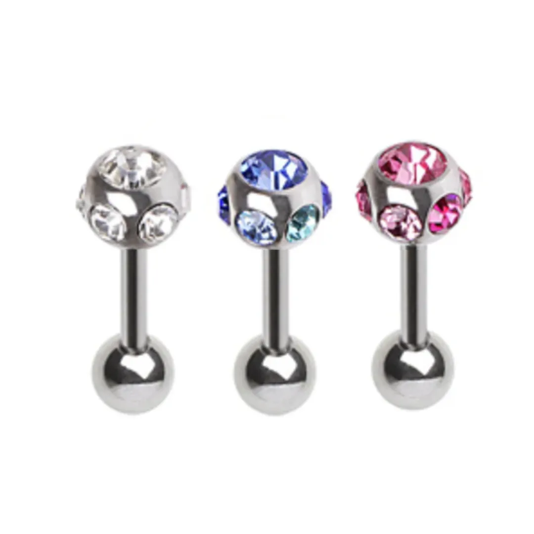 Multi CZ Tragus Cartilage Barbell