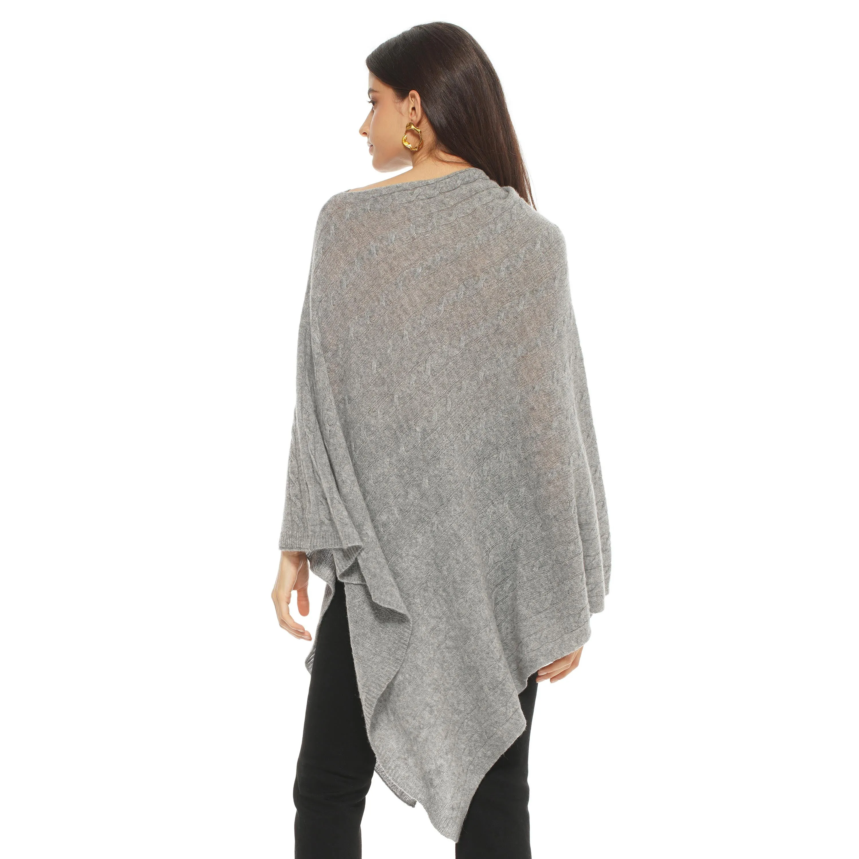 Pure Cashmere Cable Knit Poncho