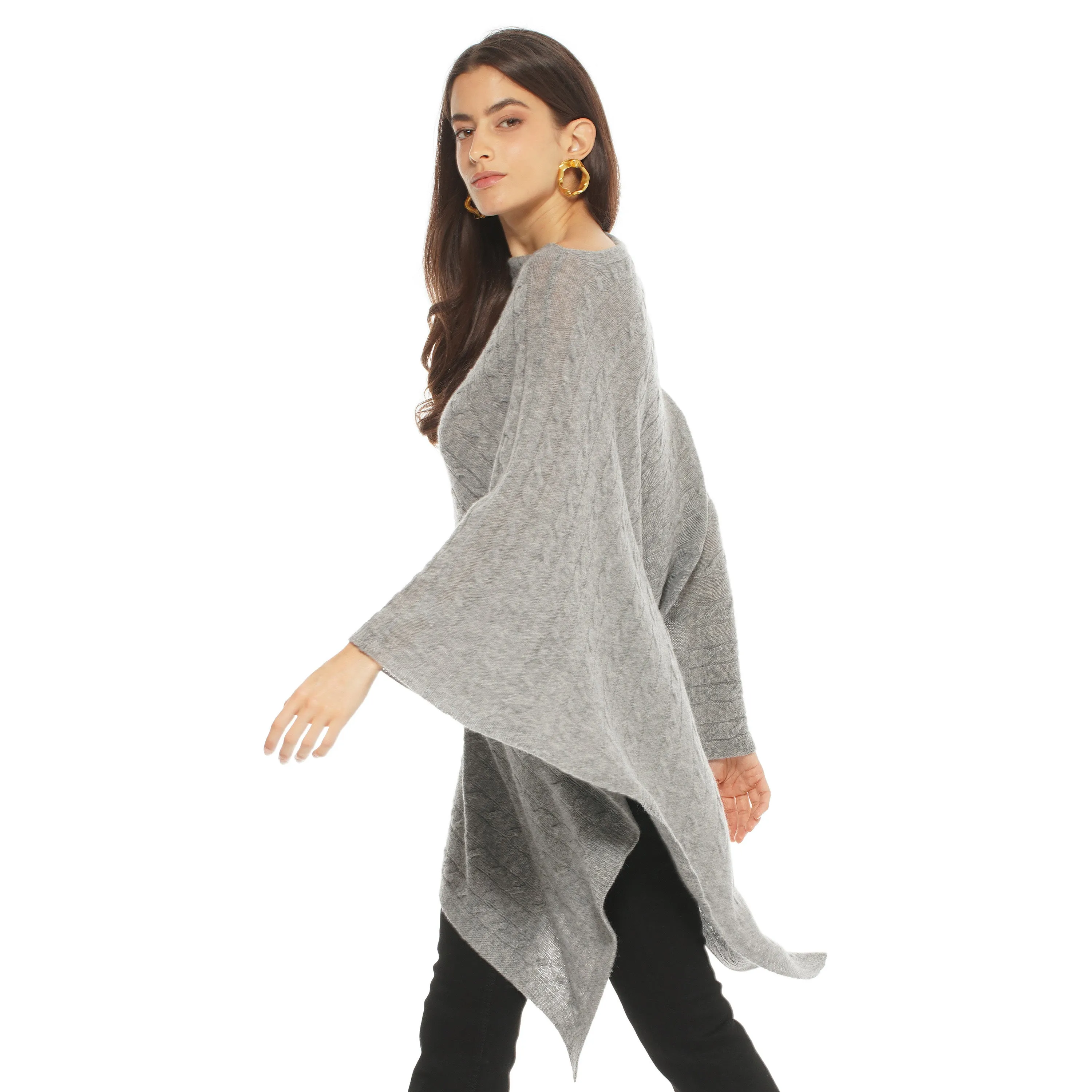 Pure Cashmere Cable Knit Poncho