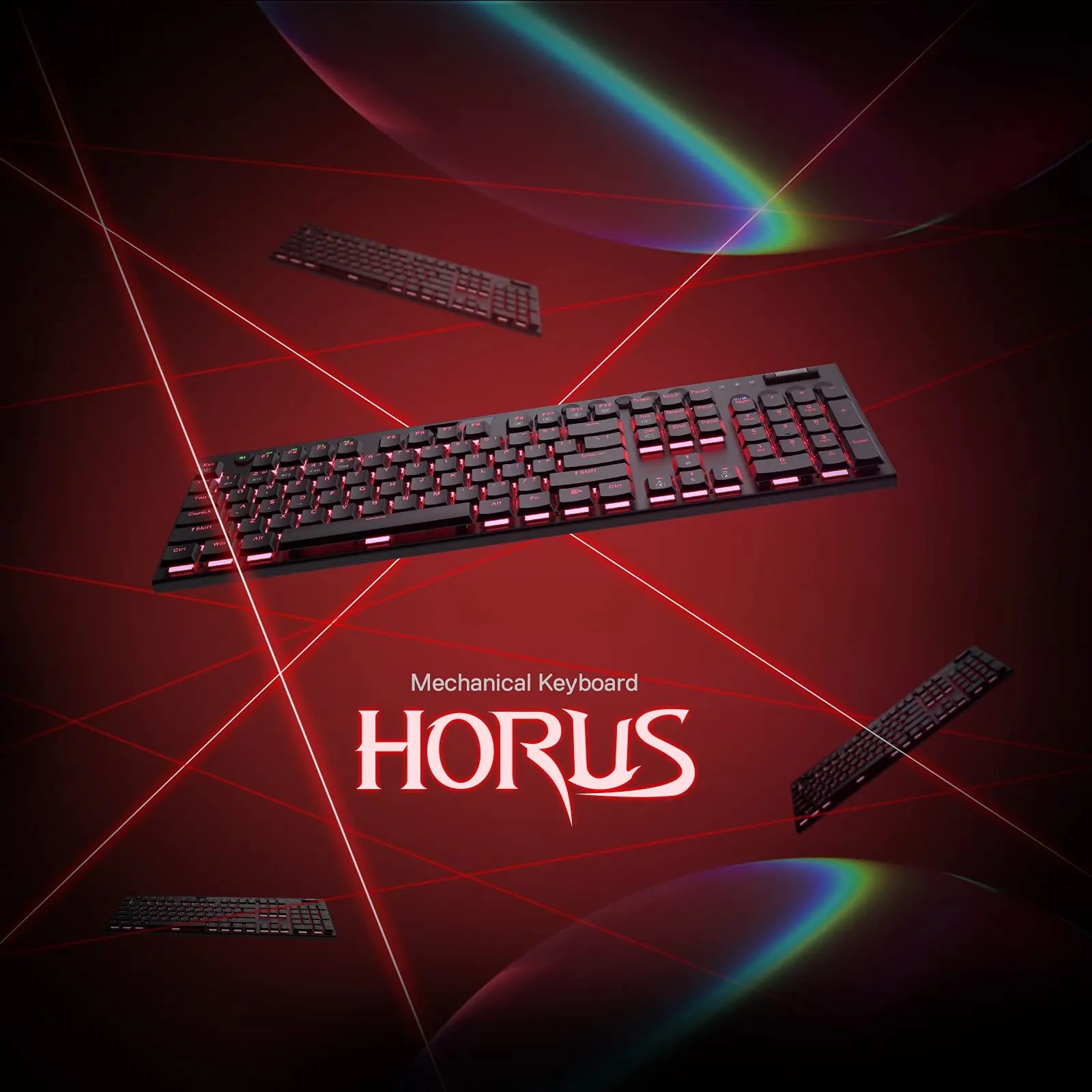 Redragon K618 Horus Wireless RGB Mechanical Keyboard, BT/2.4Ghz/Wired Tri-Mode Low Profile Gaming Keyboard w/Ultra-Thin Design, Dedicated Media Control & Linear Red Switch