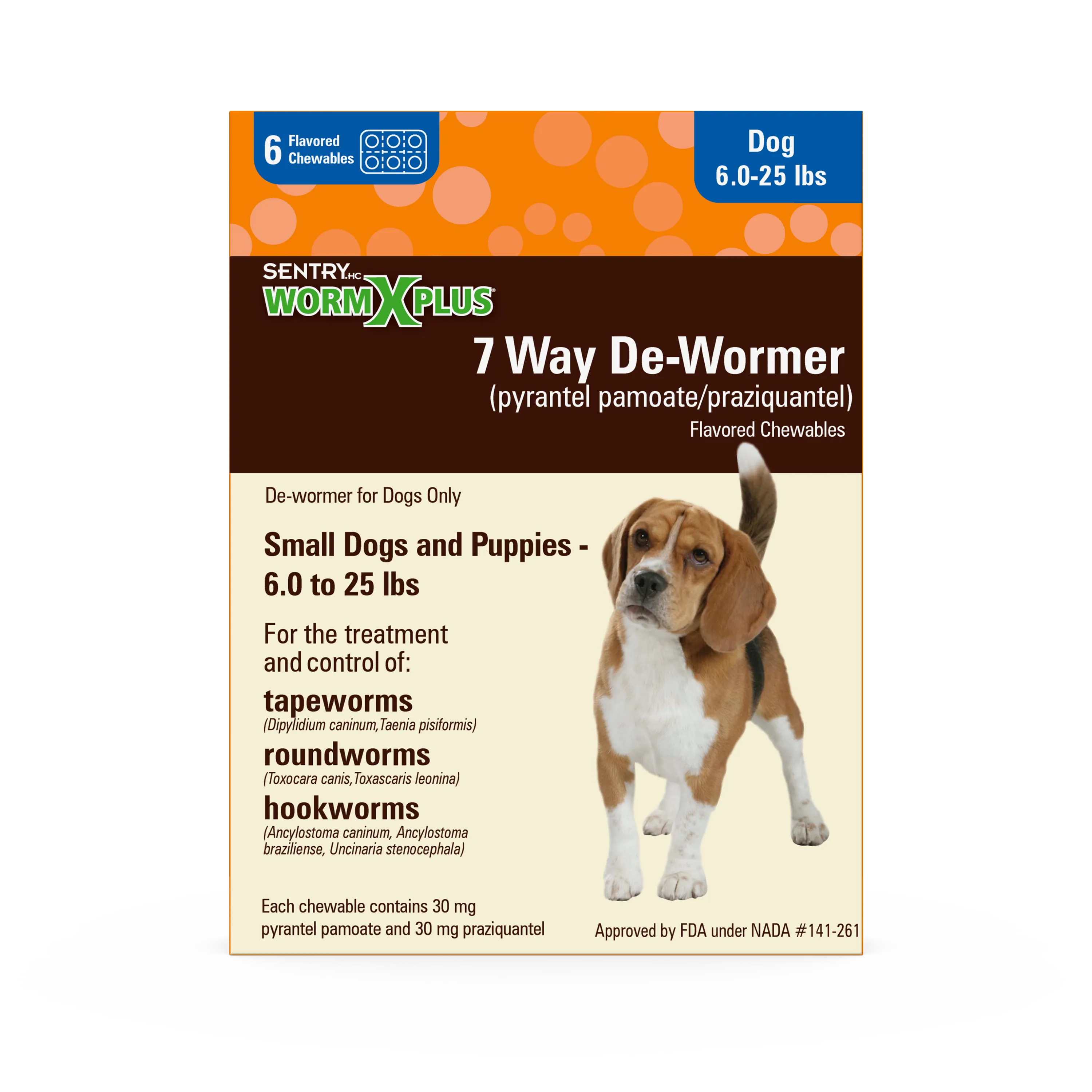 Sentry WormX Plus 7 Way DeWormer Dog SM 6CT