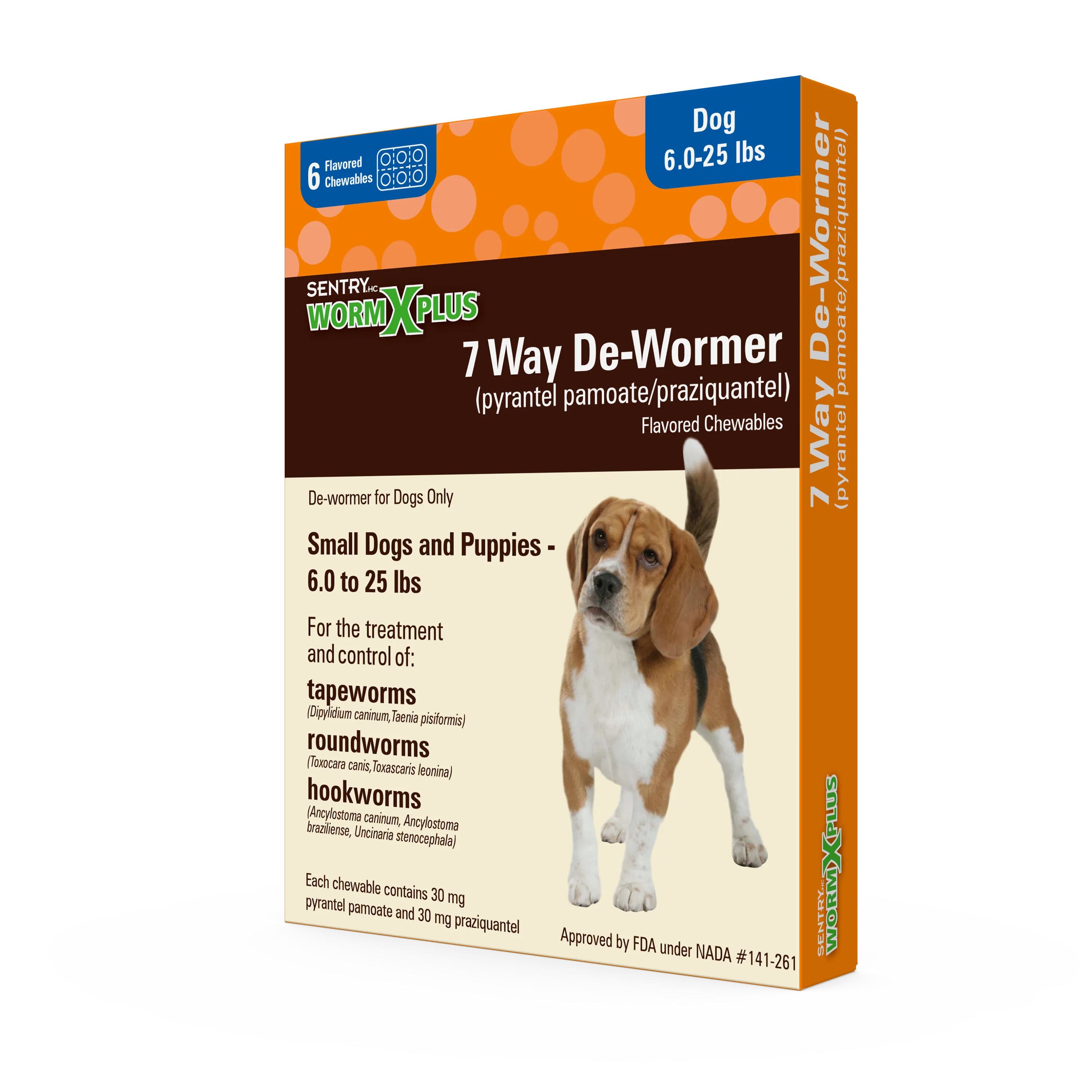 Sentry WormX Plus 7 Way DeWormer Dog SM 6CT