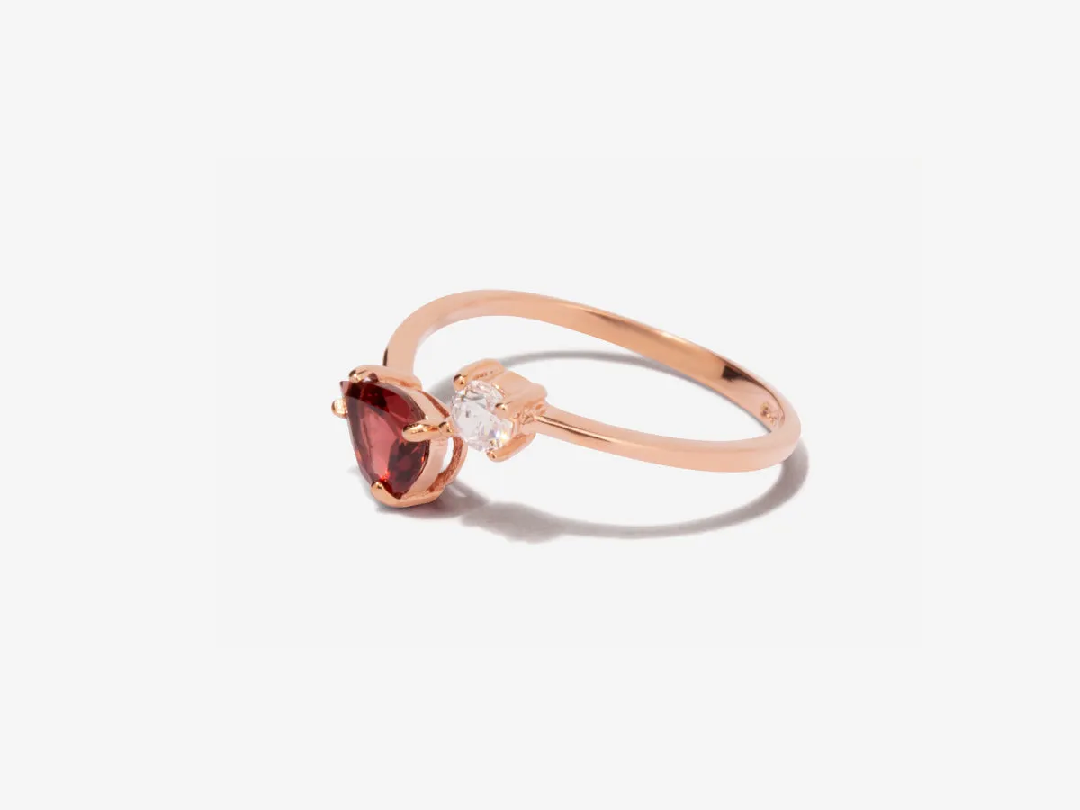 Serpentine Garnet Rose Gold Ring