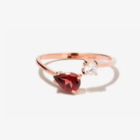 Serpentine Garnet Rose Gold Ring