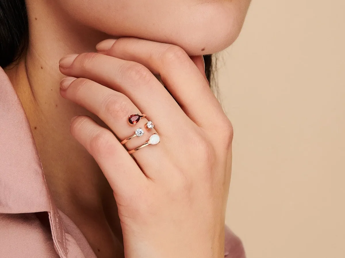 Serpentine Garnet Rose Gold Ring