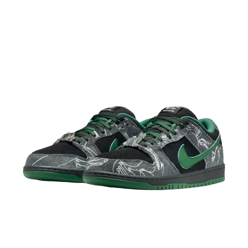 There x Nike SB Dunk Low Pro Anthracite and Gorge Green