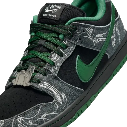 There x Nike SB Dunk Low Pro Anthracite and Gorge Green