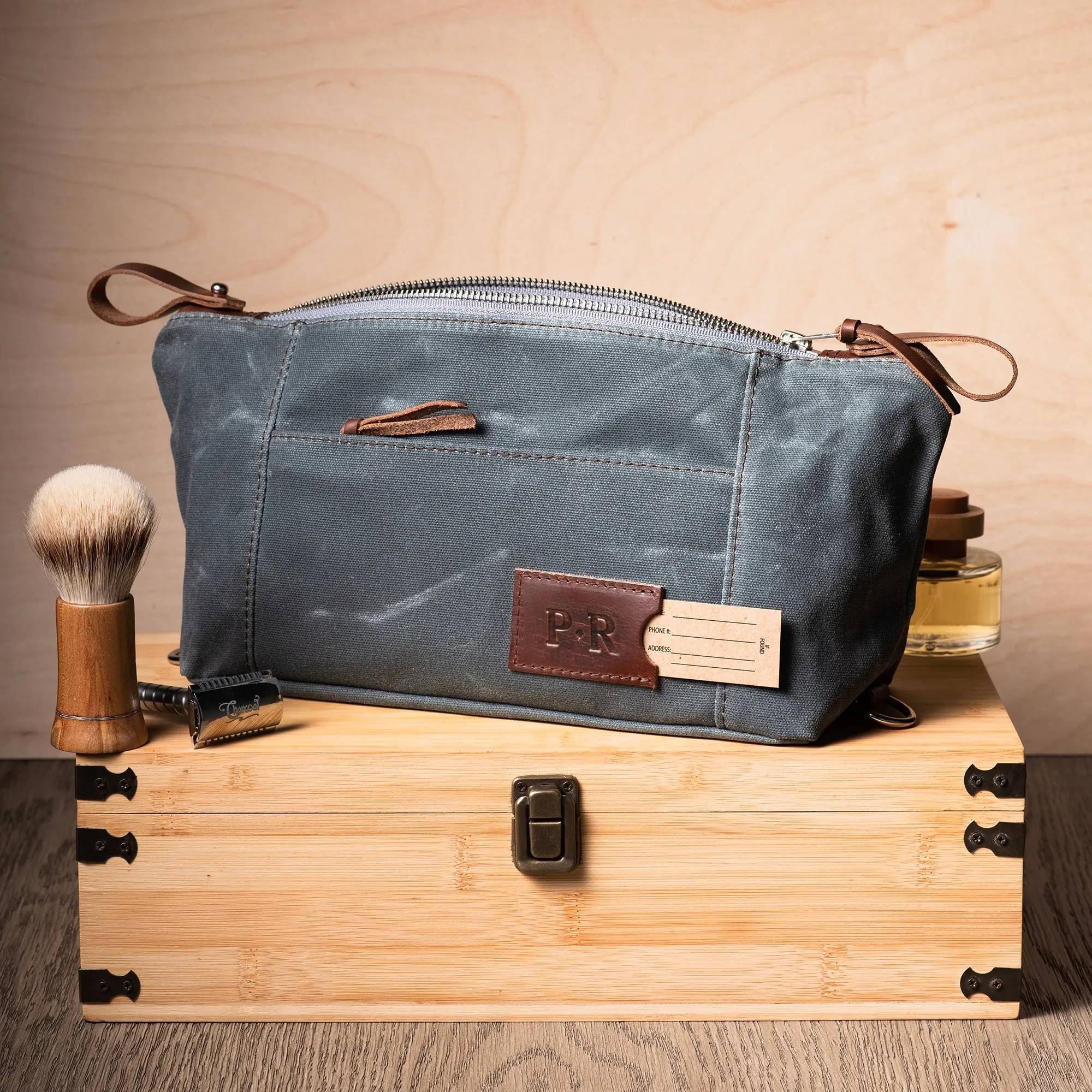 Waxed Canvas Dopp Kit - Personalized